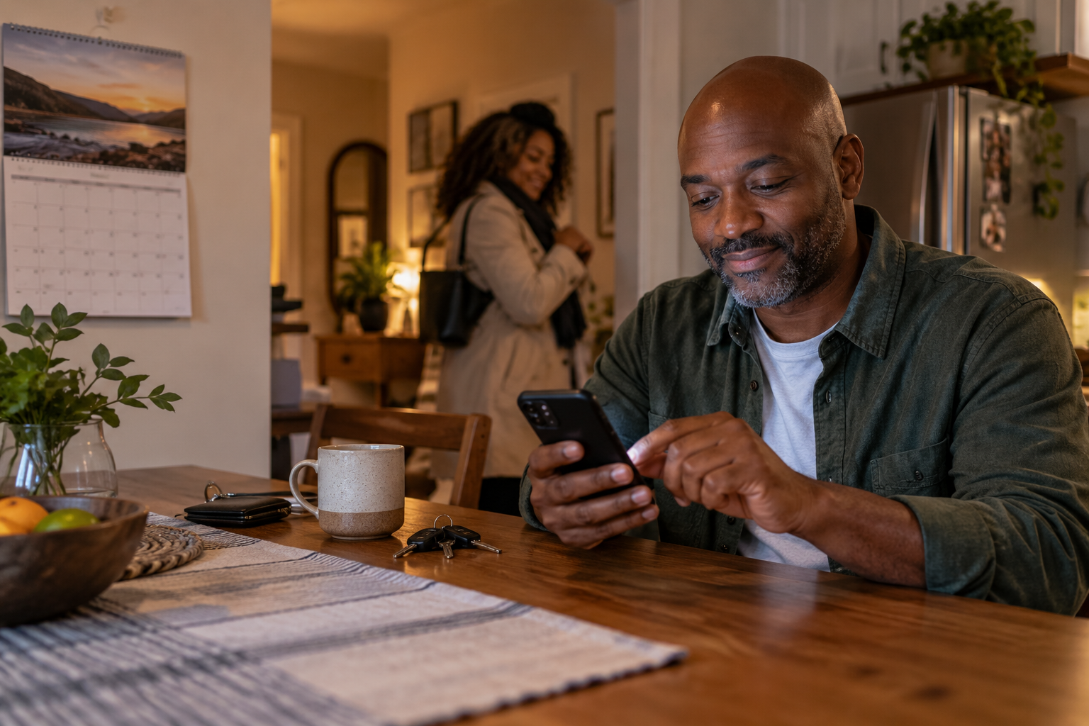 Guest managing their reservation on a phone at home before heading out